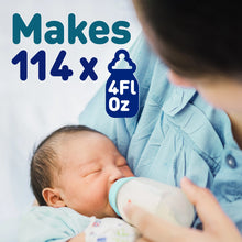 [37410524725419]Person holding a baby and a bottle with text indicating product capacity.