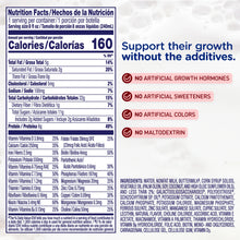 Nutrition label with health claims and ingredient list on a white background